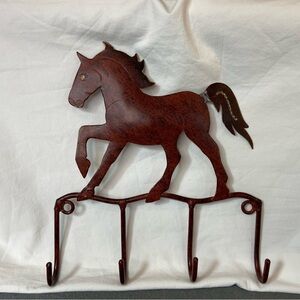 Horse Themed Metal Wall Hook Rack Keys Medals Clothes